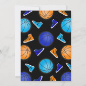 Oranje Blue Basketball Paint Splatter Uitnodiginge (Achterkant)
