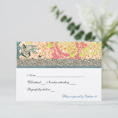 Oranje Blue Boho Chic Gypsy rsvp Kaartje (Staand voorkant)