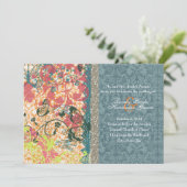 Oranje Blue Boho Chic Gypsy Wedding Invitations Kaart (Staand voorkant)