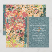Oranje Blue Boho Chic Gypsy Wedding Invitations Kaart (Voorkant / Achterkant)