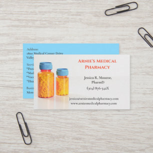 Oranje Blue Bottles Apotheker Apotheek Pillen Visitekaartje