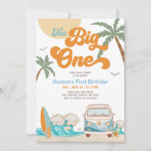 Oranje Blue Boy The Big One Surf eerste verjaardag Kaart (Voorkant)