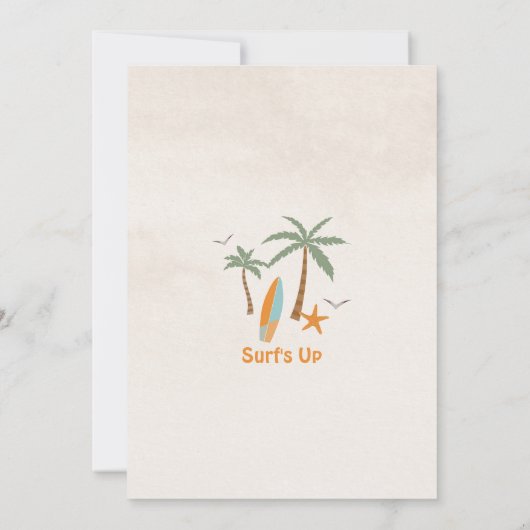 Oranje Blue Boy The Big One Surf eerste verjaardag Kaart (Achterkant)