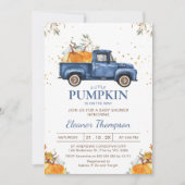  Oranje Blue Boys Pumpkin Truck Baby shower Kaart (Voorkant)