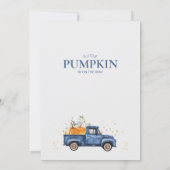  Oranje Blue Boys Pumpkin Truck Baby shower Kaart (Achterkant)