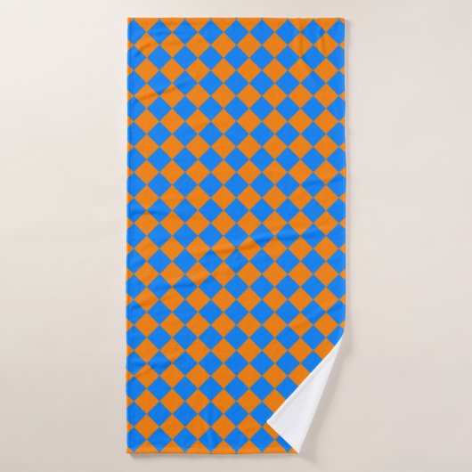 Oranje Blue Checker Diamond Pattern Badhanddoek (Badhanddoek)