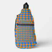 Oranje Blue Checker Diamond Pattern Sling Bag (Voorkant)