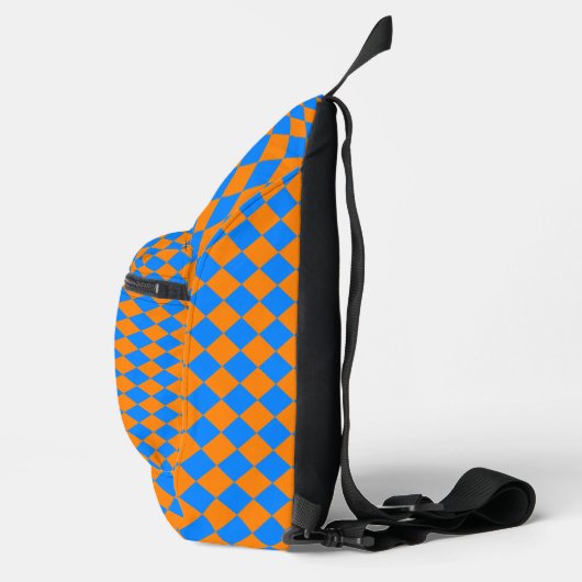 Oranje Blue Checker Diamond Pattern Sling Bag (Rechts)