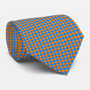 Oranje Blue Checker Diamond Pattern Stropdas