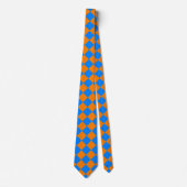 Oranje Blue Checker Diamond Pattern Stropdas (Voorkant)