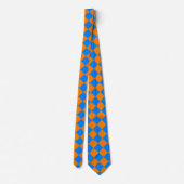 Oranje Blue Checker Diamond Pattern Stropdas (Achterkant)