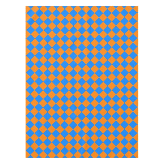 Oranje Blue Checker Diamond Pattern Tafelkleed (Voorkant)