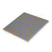 Oranje Blue Checker Diamond Pattern Tegeltje (Zijkant)