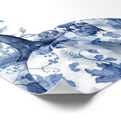 Oranje Blue Chinoiserie Pumpkin Baby shower Poster (Hoek)