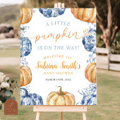 Oranje Blue Chinoiserie Pumpkin Baby shower Poster