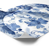 Oranje Blue Chinoiserie Pumpkin Vrijgezellenfeest Poster (Hoek)