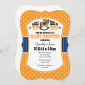 Oranje Blue Cowboy Baby shower Invitation Kaart (Voorkant / Achterkant)