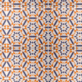 Oranje Blue Cream geometrische zeshoeken patroon Tegeltje