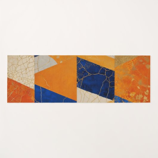 Oranje blue cream paralellogram yogamat (Voorkant (horizontaal))