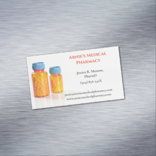 Oranje Blue Pill Bottles Apotheker Apotheek Magnetisch Visitekaartje