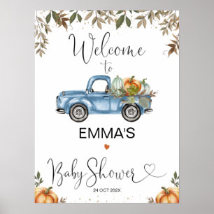 Oranje Blue Pumpkin Truck Baby shower Welkomstteke Poster