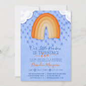 Oranje Blue Rainbow Rain Clouds Balloon Verjaardag Kaart (Voorkant)