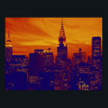 Oranje Blue Retro Pop Art New York City Poster<br><div class="desc">New York City Midtown Old Style Afbeelding -  New York Artworks</div>