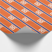 Oranje Blue Sports Jersey met naam en nummer Cadeaupapier (Hoek)