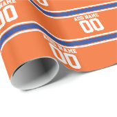 Oranje Blue Sports Jersey met naam en nummer Cadeaupapier (Rol Hoek)