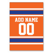 Oranje Blue Sports Jersey met naam en nummer Kaart (Achterkant)