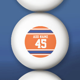 Oranje Blue Sports Jersey met naam en nummer Pingpongbal