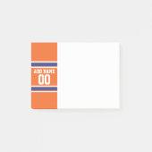 Oranje Blue Sports Jersey met naam en nummer Post-it® Notes (Voorkant)