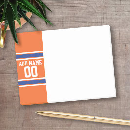 Oranje Blue Sports Jersey met naam en nummer Post-it® Notes