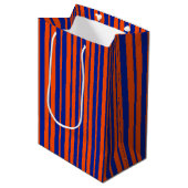 Oranje Blue Stijlvolle Strepen Patroonontwerp Medium Cadeauzakje (Voorkant Gekanteld)