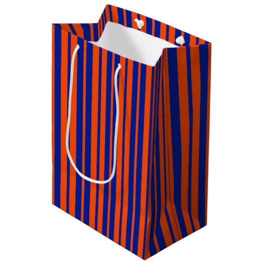 Oranje Blue Stijlvolle Strepen Patroonontwerp Medium Cadeauzakje