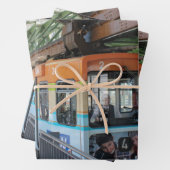 Oranje Blue Wuppertal Floating Train Inpakpapier Vel (In situ)