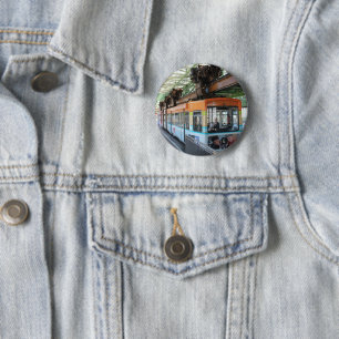 Oranje Blue Wuppertal Floating Train Ronde Button 5,7 Cm