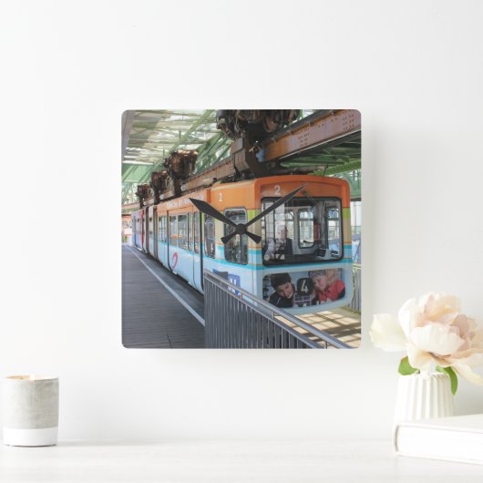 Oranje Blue Wuppertal Floating Train Vierkante Klok (Huis)