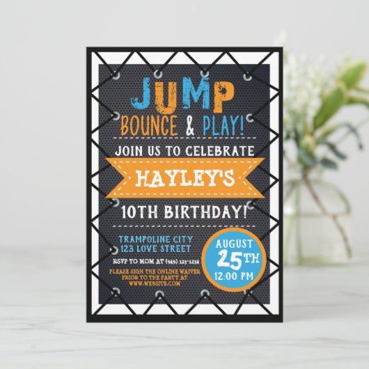 Oranje & BlueJump & Play Trampoline Park Bounce Kaart (Staand voorkant)