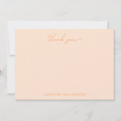 Oranje Blush Abstract Checkerboard Aangepaste naam Bedankkaart (Voorkant)