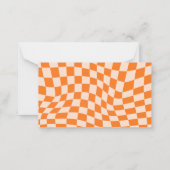 Oranje Blush Abstract Checkerboard Aangepaste naam Notitiekaartje (Achterkant)