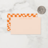 Oranje Blush Abstract Checkerboard Aangepaste naam Notitiekaartje (Voorkant / Achterkant in situ)