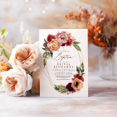 Oranje Blush Bourgogne Red Floral Herfst Baptisme Kaart