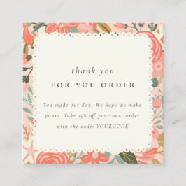 Oranje Blush Peach Ambrosia Floral Hartelijk dank Vierkante Visitekaartje