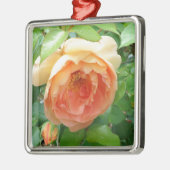Oranje Blush Roos Metalen Ornament (Links)