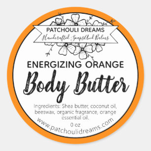  Oranje Body Butter Label Handgemaakt