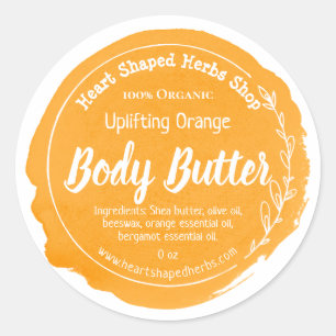 Oranje Body Butter Label Handgemaakt