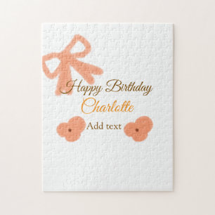 Oranje boeg bloem pastel waterverf verjaardagsnaam legpuzzel