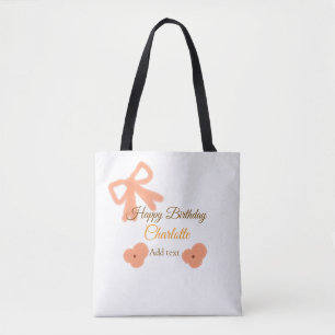 Oranje boeg bloem pastel waterverf verjaardagsnaam tote bag