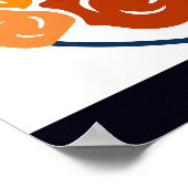 Oranje boeket & Blauwe Vlinders Vierkant Poster (Hoek)